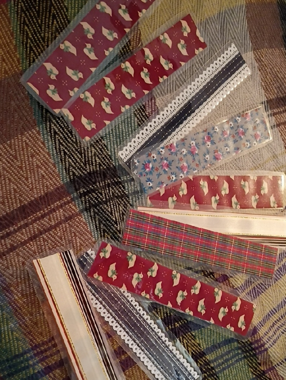 Free Mixed Pattern Fabric Ribbon Bookmarks Bundle - Handmade